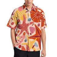 AILLOSA YH-663 Aloha Hawaii 3D Desen Kısa Kollu Erkek Gömlek