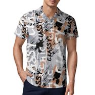 AILLOSA YH-664 3D Baskılı Desen Kısa Kollu Polo Yaka Erkek T-shirt