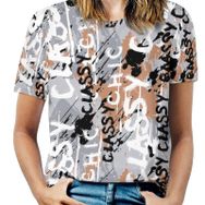 AILLOSA YH-664 Tamamı Baskılı Kısa Kollu Yuvarlak Yaka Kadın T-shirt