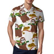 AILLOSA YH-665 3D Baskılı Desen Kısa Kollu Polo Yaka Erkek T-shirt