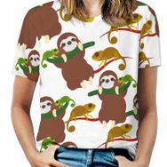 AILLOSA YH-665 Tamamı Baskılı Kısa Kollu Yuvarlak Yaka Kadın T-shirt