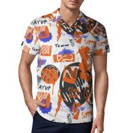 AILLOSA YH-666 3D Baskılı Desen Kısa Kollu Polo Yaka Erkek T-shirt