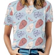 AILLOSA YH-667 Tamamı Baskılı Kısa Kollu Yuvarlak Yaka Kadın T-shirt