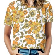 AILLOSA YH-668 Tamamı Baskılı Kısa Kollu Yuvarlak Yaka Kadın T-shirt