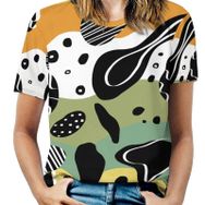 AILLOSA YH-669 Tamamı Baskılı Kısa Kollu Yuvarlak Yaka Kadın T-shirt