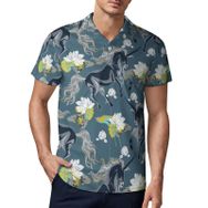 AILLOSA YH-670 3D Baskılı Desen Kısa Kollu Polo Yaka Erkek T-shirt
