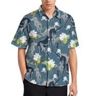 AILLOSA YH-670 Aloha Hawaii 3D Desen Kısa Kollu Erkek Gömlek