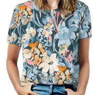 AILLOSA YH-671 Tamamı Baskılı Kısa Kollu Yuvarlak Yaka Kadın T-shirt