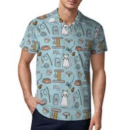 AILLOSA YH-672 3D Baskılı Desen Kısa Kollu Polo Yaka Erkek T-shirt