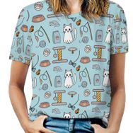 AILLOSA YH-672 Tamamı Baskılı Kısa Kollu Yuvarlak Yaka Kadın T-shirt