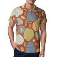 AILLOSA YH-674 3D Baskılı Desen Kısa Kollu Polo Yaka Erkek T-shirt
