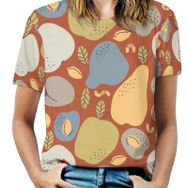 AILLOSA YH-674 Tamamı Baskılı Kısa Kollu Yuvarlak Yaka Kadın T-shirt