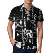 AILLOSA YH-675 3D Baskılı Desen Kısa Kollu Polo Yaka Erkek T-shirt