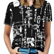 AILLOSA YH-675 Tamamı Baskılı Kısa Kollu Yuvarlak Yaka Kadın T-shirt