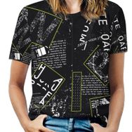 AILLOSA YH-676 Tamamı Baskılı Kısa Kollu Yuvarlak Yaka Kadın T-shirt