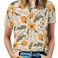 AILLOSA YH-677 Tamamı Baskılı Kısa Kollu Yuvarlak Yaka Kadın T-shirt