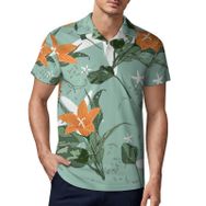 AILLOSA YH-678 3D Baskılı Desen Kısa Kollu Polo Yaka Erkek T-shirt