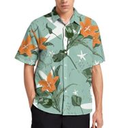 AILLOSA YH-678 Aloha Hawaii 3D Desen Kısa Kollu Erkek Gömlek
