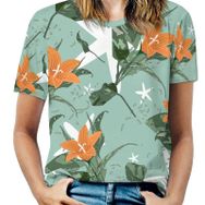 AILLOSA YH-678 Tamamı Baskılı Kısa Kollu Yuvarlak Yaka Kadın T-shirt