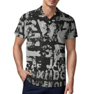 AILLOSA YH-679 3D Baskılı Desen Kısa Kollu Polo Yaka Erkek T-shirt