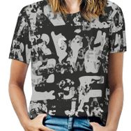 AILLOSA YH-679 Tamamı Baskılı Kısa Kollu Yuvarlak Yaka Kadın T-shirt