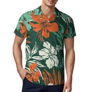 AILLOSA YH-68 3D Baskılı Desen Kısa Kollu Polo Yaka Erkek T-shirt