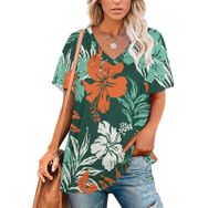 AILLOSA YH-68 Tamamı Baskılı Kısa Kollu V Yakalı Kadın T-shirt