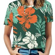 AILLOSA YH-68 Tamamı Baskılı Kısa Kollu Yuvarlak Yaka Kadın T-shirt