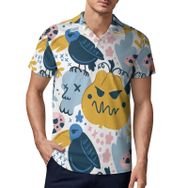 AILLOSA YH-680 3D Baskılı Desen Kısa Kollu Polo Yaka Erkek T-shirt