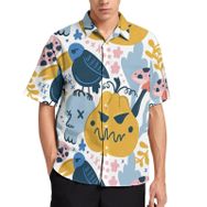 AILLOSA YH-680 Aloha Hawaii 3D Desen Kısa Kollu Erkek Gömlek
