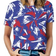 AILLOSA YH-681 Tamamı Baskılı Kısa Kollu Yuvarlak Yaka Kadın T-shirt