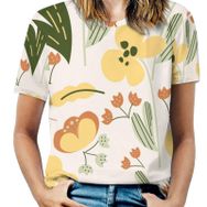 AILLOSA YH-682 Tamamı Baskılı Kısa Kollu Yuvarlak Yaka Kadın T-shirt