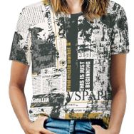 AILLOSA YH-684 Tamamı Baskılı Kısa Kollu Yuvarlak Yaka Kadın T-shirt