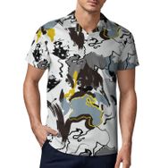 AILLOSA YH-686 3D Baskılı Desen Kısa Kollu Polo Yaka Erkek T-shirt