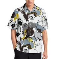 AILLOSA YH-686 Aloha Hawaii 3D Desen Kısa Kollu Erkek Gömlek
