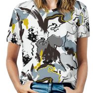 AILLOSA YH-686 Tamamı Baskılı Kısa Kollu Yuvarlak Yaka Kadın T-shirt