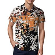 AILLOSA YH-687 3D Baskılı Desen Kısa Kollu Polo Yaka Erkek T-shirt