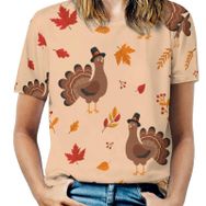 AILLOSA YH-690 Tamamı Baskılı Kısa Kollu Yuvarlak Yaka Kadın T-shirt