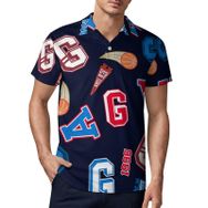 AILLOSA YH-693 3D Baskılı Desen Kısa Kollu Polo Yaka Erkek T-shirt