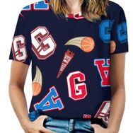 AILLOSA YH-693 Tamamı Baskılı Kısa Kollu Yuvarlak Yaka Kadın T-shirt