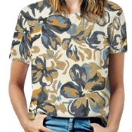 AILLOSA YH-694 Tamamı Baskılı Kısa Kollu Yuvarlak Yaka Kadın T-shirt