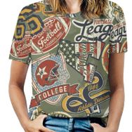 AILLOSA YH-697 Tamamı Baskılı Kısa Kollu Yuvarlak Yaka Kadın T-shirt