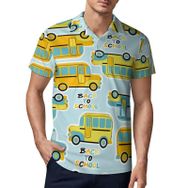 AILLOSA YH-698 3D Baskılı Desen Kısa Kollu Polo Yaka Erkek T-shirt