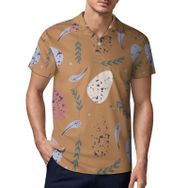AILLOSA YH-699 3D Baskılı Desen Kısa Kollu Polo Yaka Erkek T-shirt