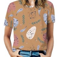 AILLOSA YH-699 Tamamı Baskılı Kısa Kollu Yuvarlak Yaka Kadın T-shirt