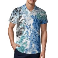 AILLOSA YH-70 3D Baskılı Desen Kısa Kollu Polo Yaka Erkek T-shirt