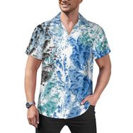 AILLOSA YH-70 Hawaii Çiçek Baskılı 3D Desen Kısa Kollu Erkek Gömlek