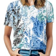 AILLOSA YH-70 Tamamı Baskılı Kısa Kollu Yuvarlak Yaka Kadın T-shirt