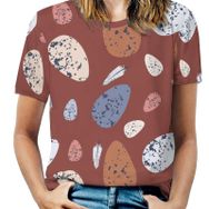 AILLOSA YH-702 Tamamı Baskılı Kısa Kollu Yuvarlak Yaka Kadın T-shirt