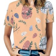 AILLOSA YH-704 Tamamı Baskılı Kısa Kollu Yuvarlak Yaka Kadın T-shirt